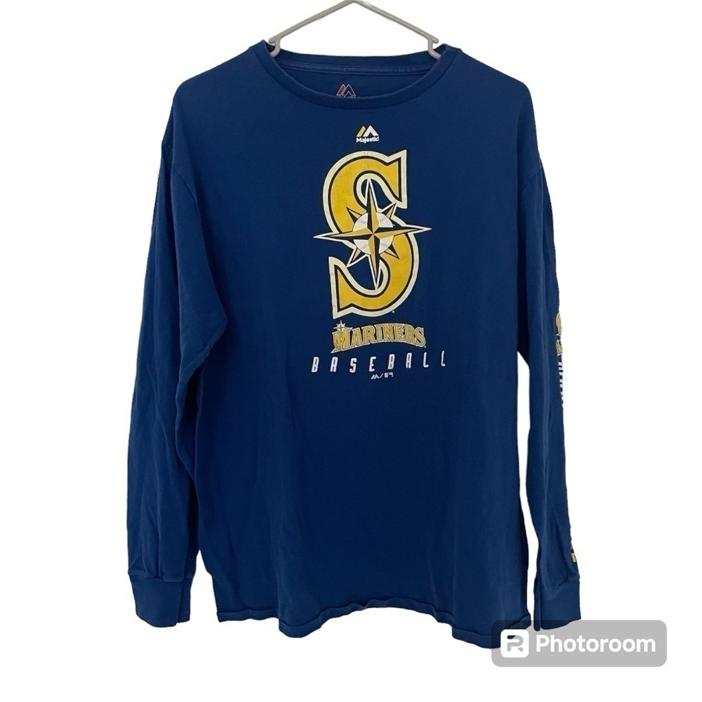 Majestic Sports Seattle Mariners Long Sleeve Graphic in Royal Blue Size XL